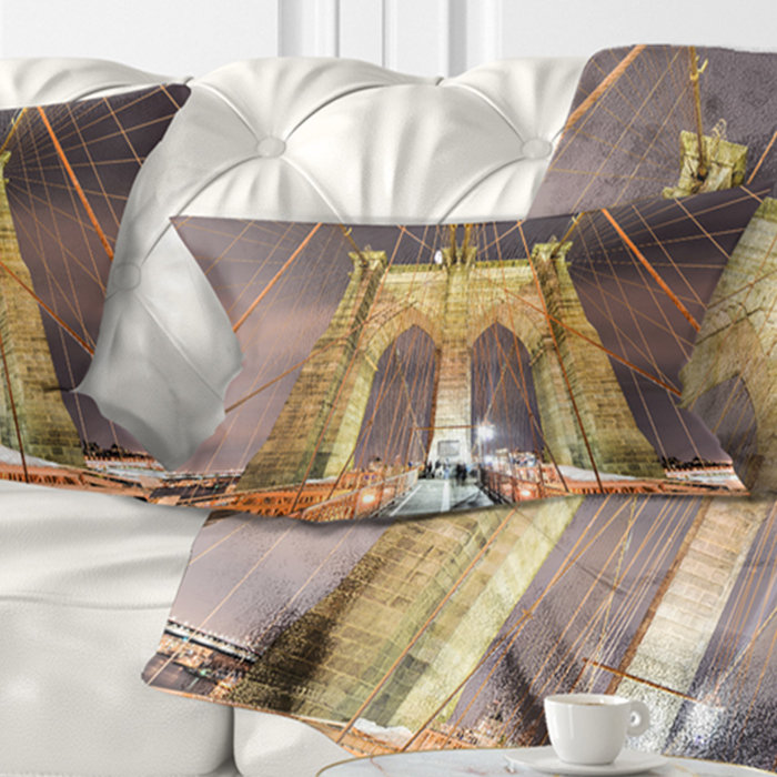 Coussin de cityscape tour et câblage brooklyn bridge, Rectangle 12 po x 20 po