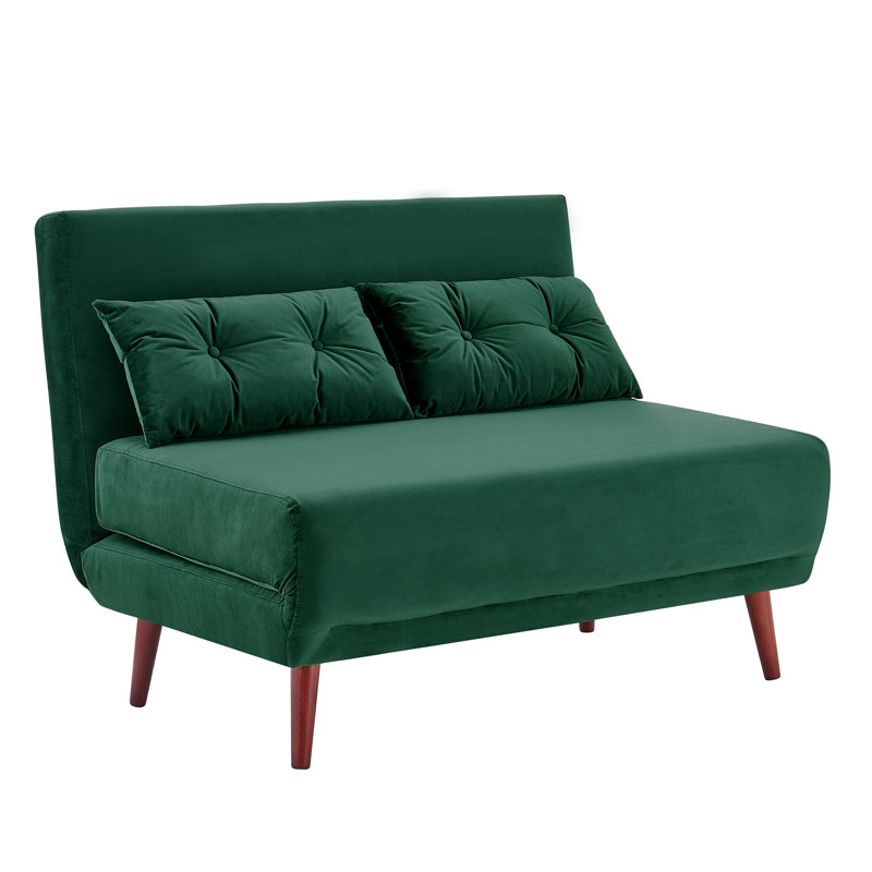 Visconti Full / Double 123 " Upholstered Futon and Mattress, Green Velvet