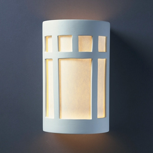 Armance Ceramic Flush Mounted Sconce, Hammered Iron, White Styrene