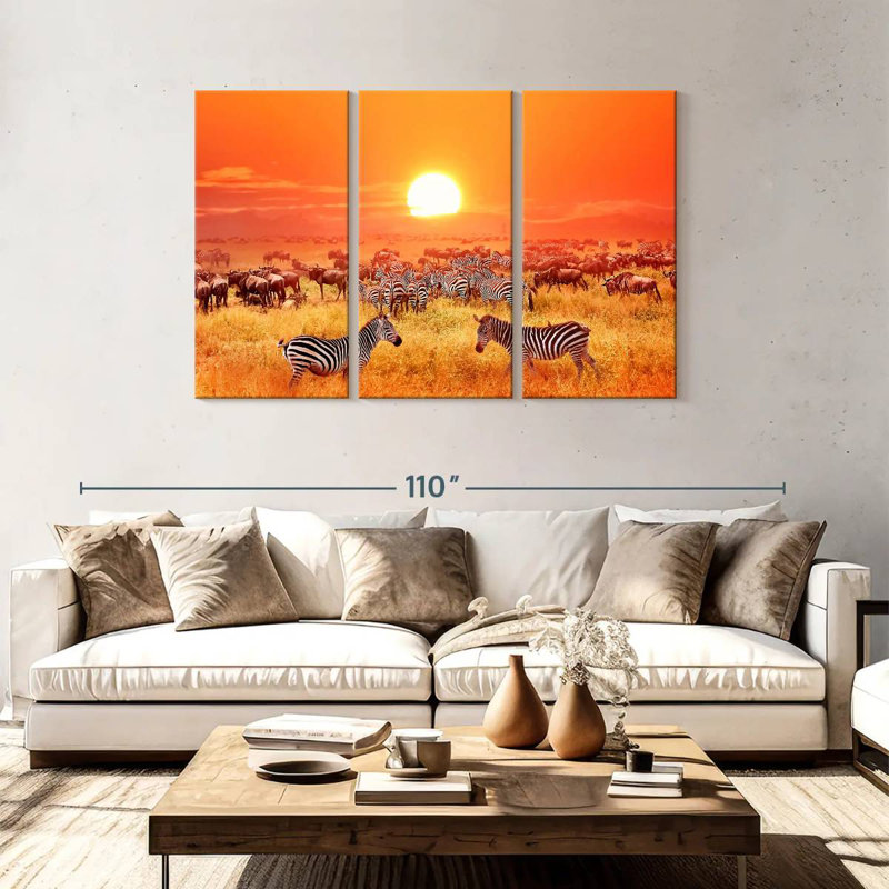 Serengeti Safari Zebras, 48" H x 74" W