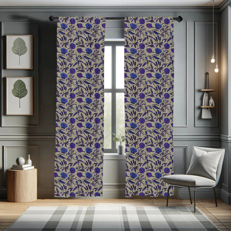 Floral Semi-Sheer Rod Pocket Curtain Panels, 28" x 84"