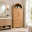 Armoire de rangement 72 po avec 2 portes et 2 tiroirs, armoire de rangement cannelée avec 8 tablettes réglables