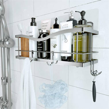 Lucine Holder for Kitchen Sink Adhesive Sponge Caddy Shower Shelf with Hooks Stick Rebrilliant