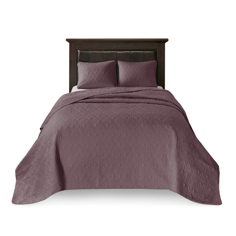 Reversible Quilt Set Purple King/Cal King, King Quilt + 2 Pillowcases, Purple