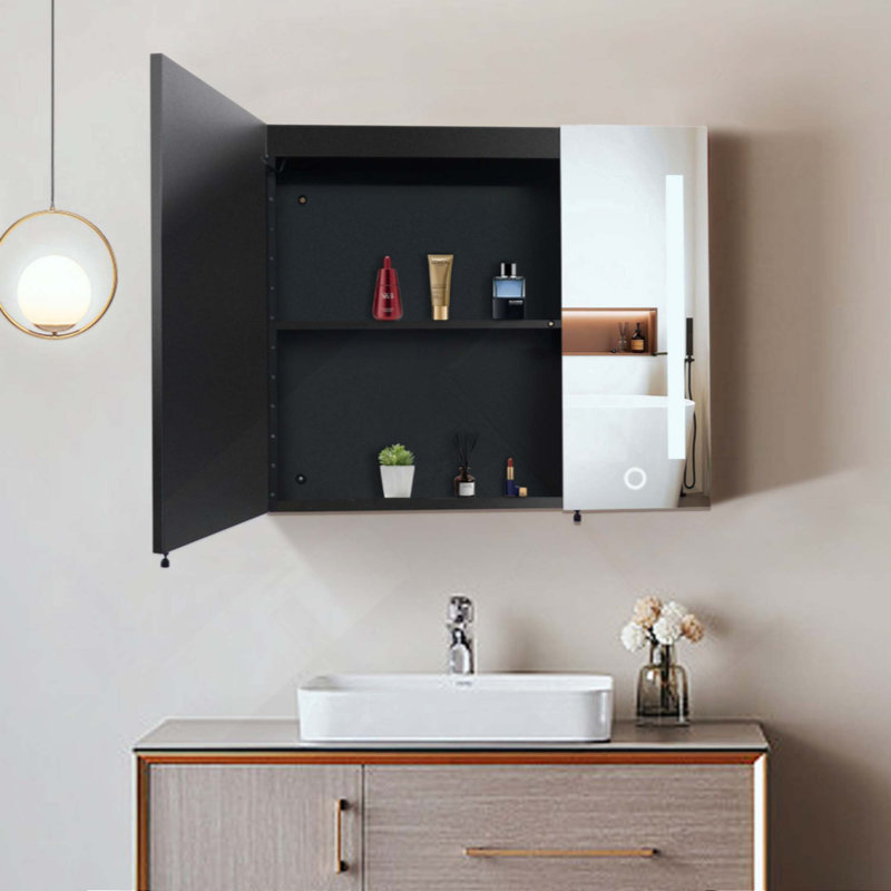 Armoire à pharmacie à DEL avec miroir, désembueur, antibuée, lumières à intensité variable