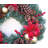 20" Artificial Pine Needles Red Poinsettia Berries Pinecones Christmas Wreath 