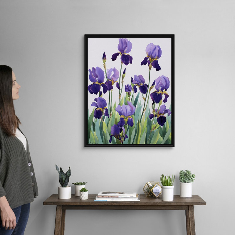 «Purple Irises» par Christopher Ryland, reproduction d'art graphique sur toile, H 32 po x l 26 po x P 1,75 po