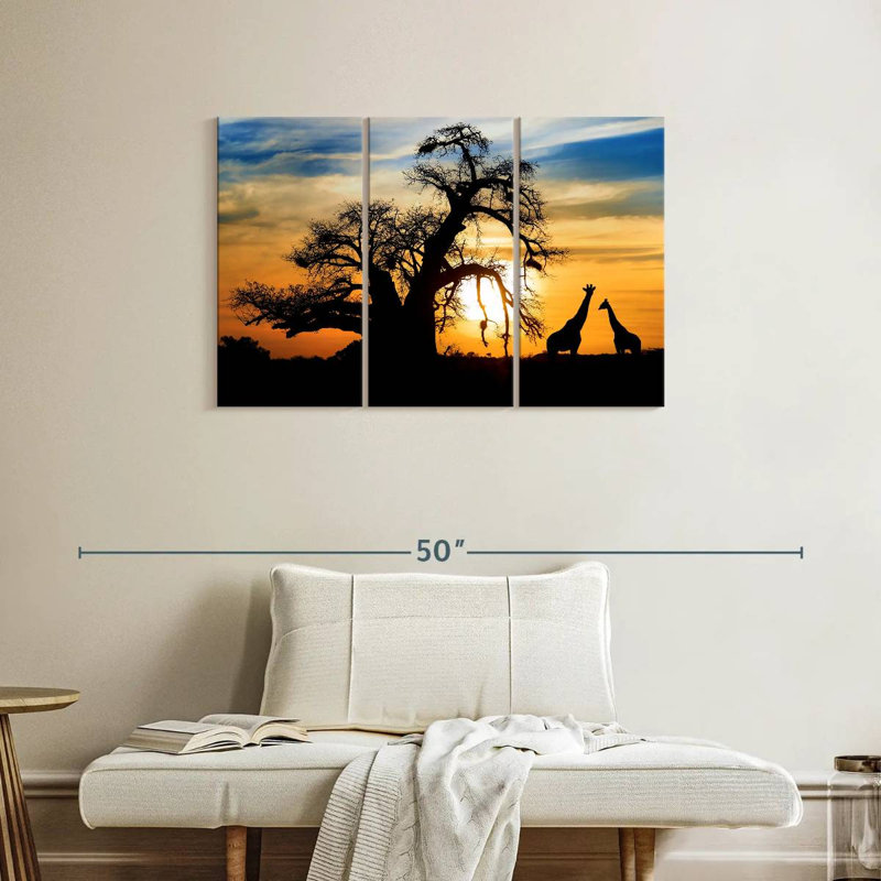 African Sunset Giraffes, 24" H x 38" W