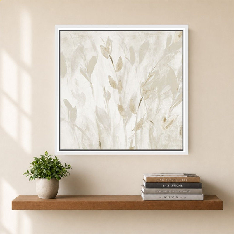 «Misty Taupe Leaves II» par Lanie Loreth - impression sur toile, 40" H x 40" W, White