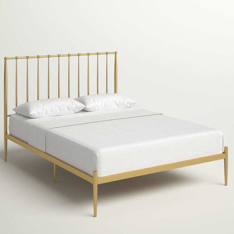 Nessa Metal Bed, Kingsize (5'), Matt Gold