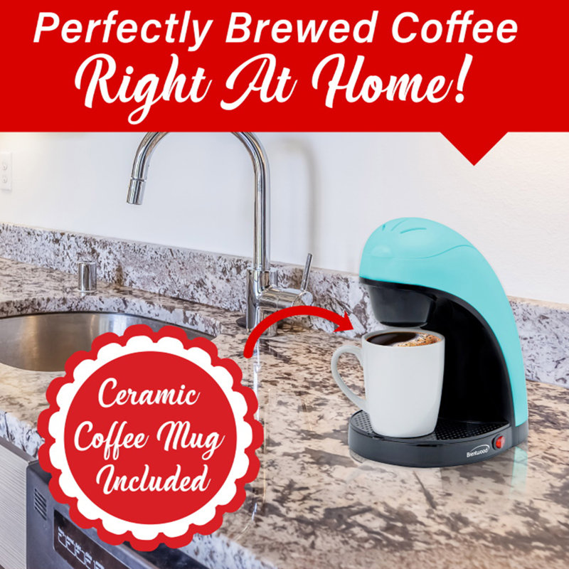 Single-Serve Drip Coffee Maker with Ceramic Mug (Blue)