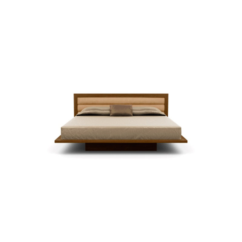 Moduluxe Upholstered Bed, California King, Onyx, Natural Walnut