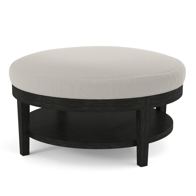 Repose-pieds Midtown, Tissu performance blanc 0851-94, Finition noir antique