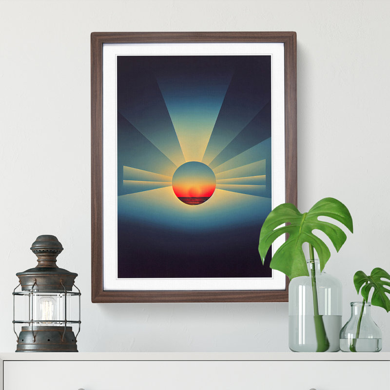 Urban Abstract Sunset - Wall Art, 48cm H x 36cm W, Walnut Framed Paper, White