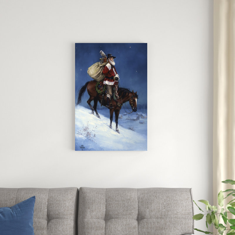 «A Cowboy Christmas» par Jack Sorenson - peinture sur toile tendue, H 30 po x l 20 po