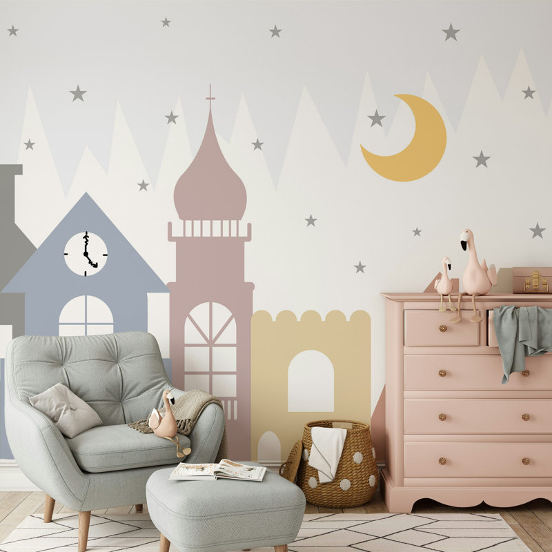 Papier peint amovible avec étoiles colorées Crescent Moon, L 105,96 po x L 187 po