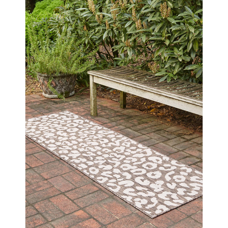 Tapis intérieur / extérieur en polypropylène tissé à la machine brun / beige, Tapis de couloir 2 pi x 6 pi