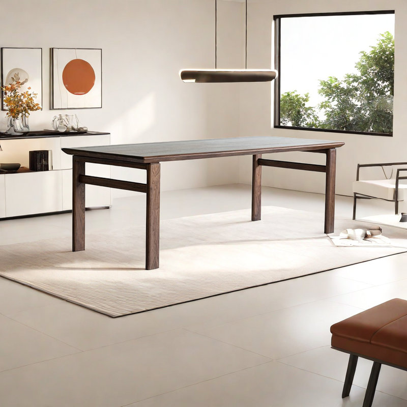 Walnut Solid Wood Dining Table, 35.43" W x 70.86" L