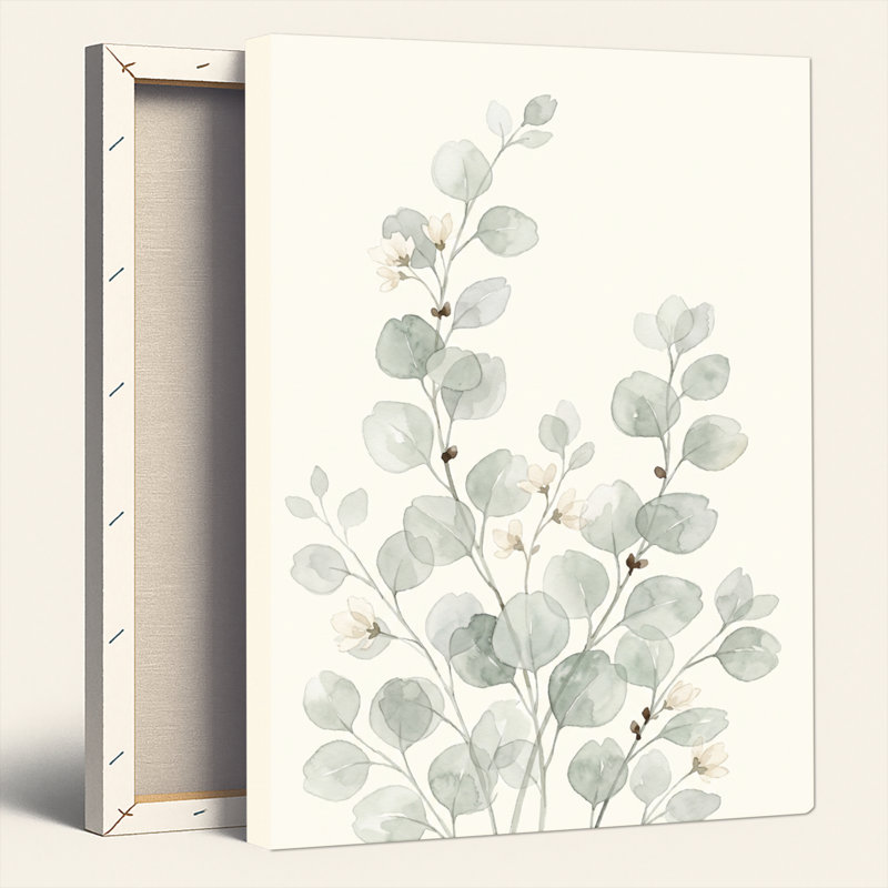 Ensemble de 1 tableau sur toile représentant des feuilles d'eucalyptus, H 40 po x l 28 po, Wrapped Canvas