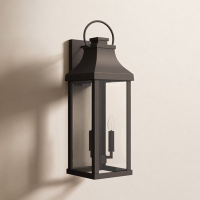 Caden 8" W X 24" H Outdoor 3-Light Large Wall Lantern with Clear Glass