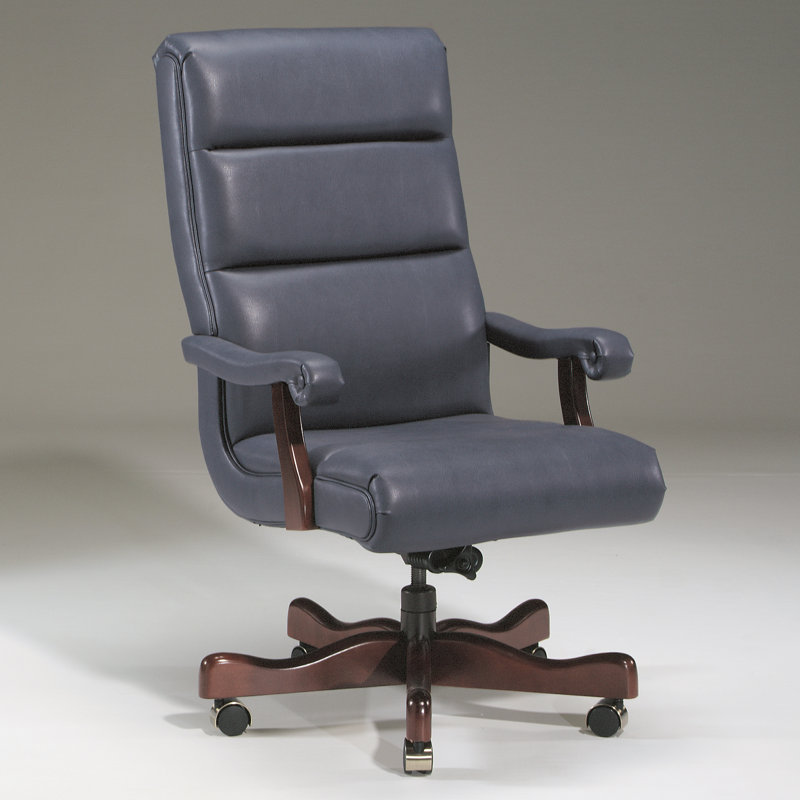 Executive Chair, Luggage, Walnut, Not Included