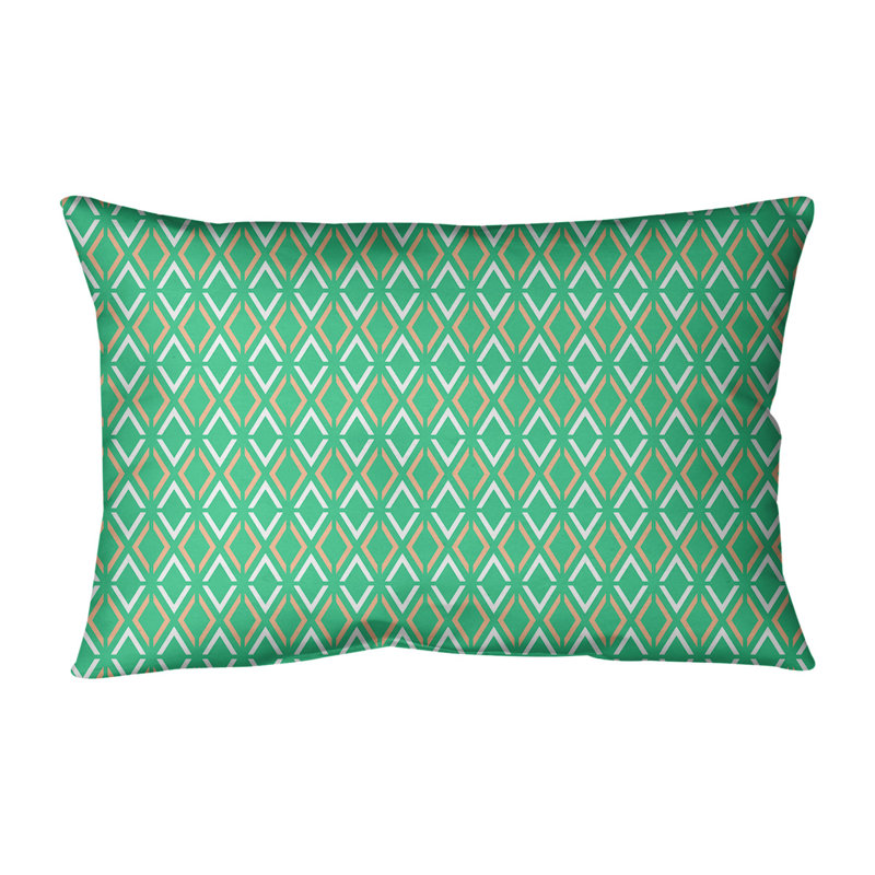 Coussin lombaire géométrique intérieur / extérieur Katelyn Elizabeth, Vert / Orange