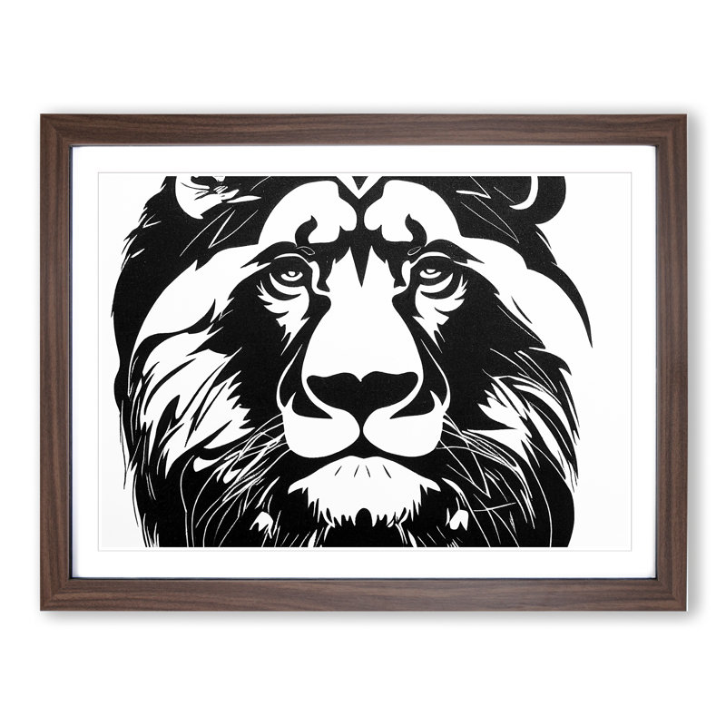 XH1022-8717X Surprising Lion - Single Picture Frame Print, 34cm H x 46cm W x 2cm D, Walnut