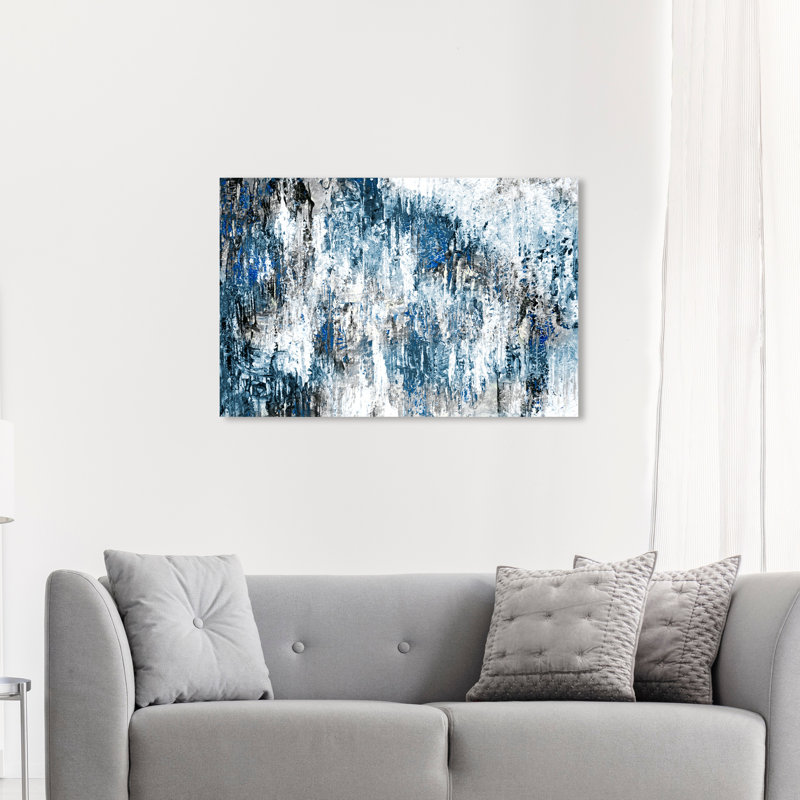 «Abstract Lapis Cascade», reproduction d'art sur toile, Toile tendue, H 36 po x l 54 po x P 1,5 po