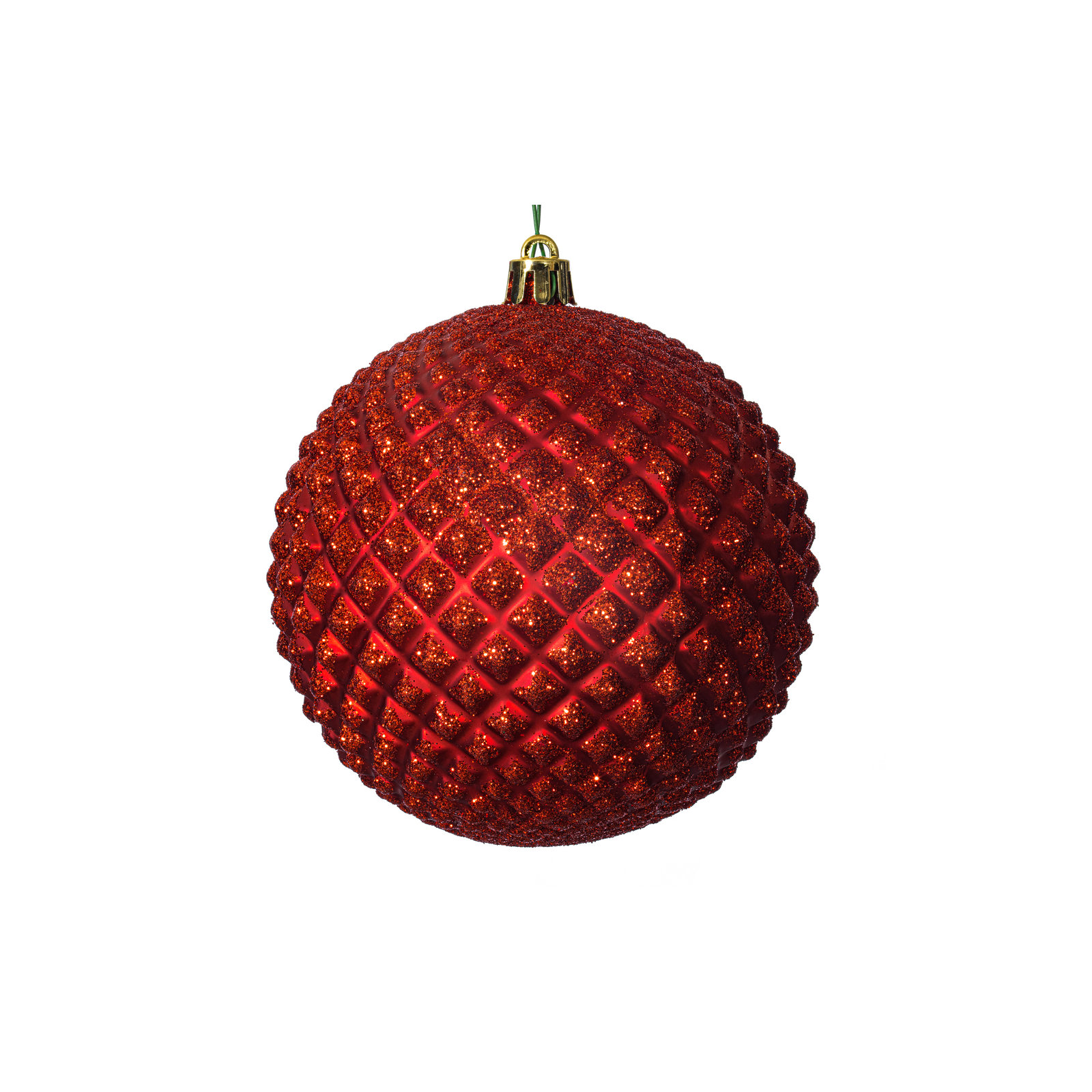 Durian Glitter Ball Ornament, Red, 4" H x 4" W x 4" D