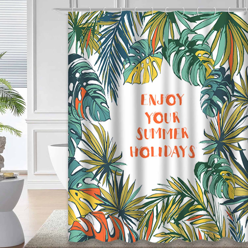 Tropical Summer Summer Party Monstera Palm Beach laisse des éclaboussures d'encre avec 12 crochets, L 72 po x l 78 po