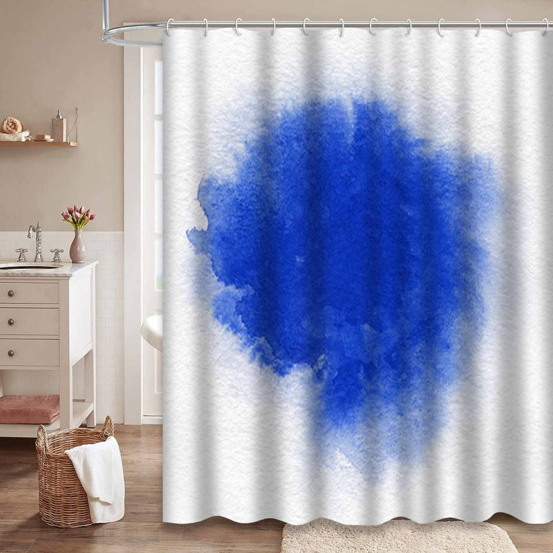 Rideau de douche bleu imperméable, rideaux de douche pour la salle de bain avec 12 crochets, 72" L x 84" W