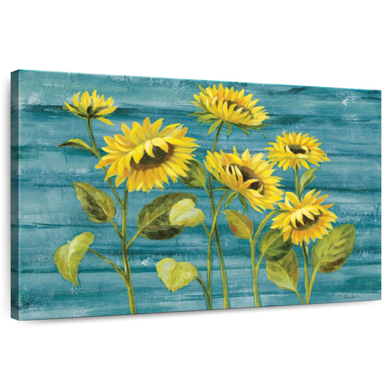 Harnek Cottage Sunflowers Teal, 34" H x 51" W