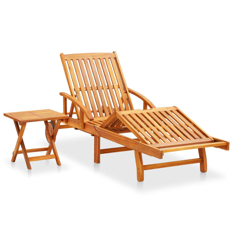 Chaise longue d'extérieur en bois naturel rouge, Rouge