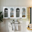 Armoire murale avec porte en verre arquée pour le couloir du salon - conception d'espace, largeur de produit de 12,58 po, rangement de cuisine flottant approprié, maximise l'espace vertical, hauteur de 23,81 po