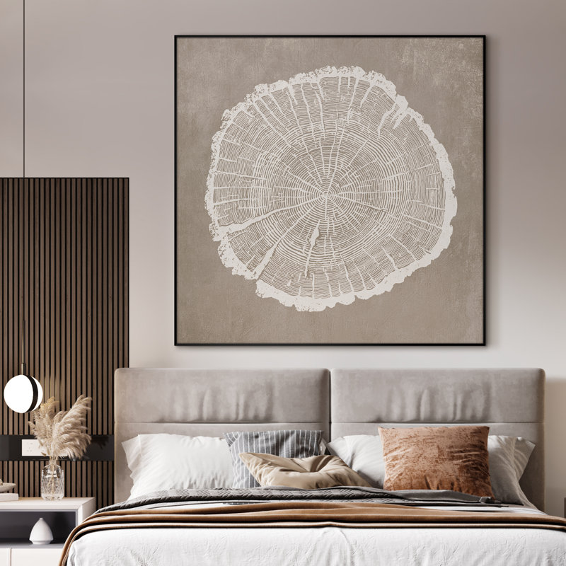 Très grand arbre rustique, impression d'art mural inspiré d'une tranche de bois naturel pour le salon ou la chambre à coucher, assemblage de cadre requis