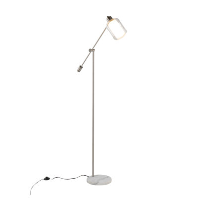 73'' Glam Floor Lamp with White Marble Base & Clear Frosted Glass Shade