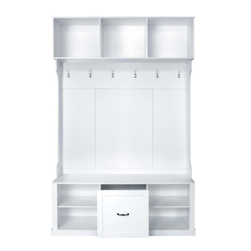 Modern 3-in-1 Design Multifunctional Storage Hall Tree, White