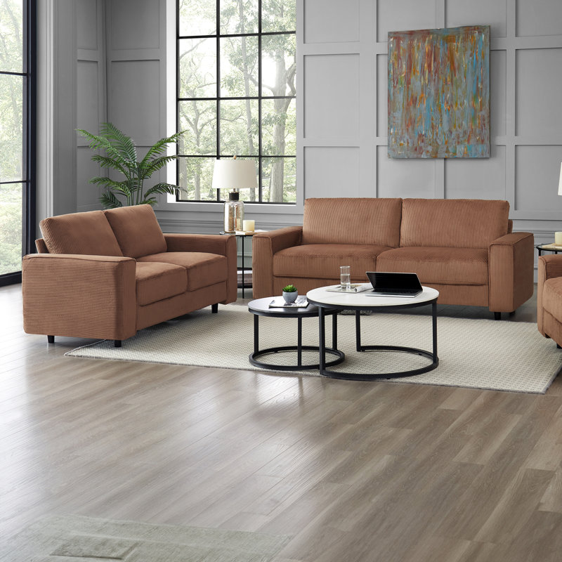 Canapé modulaire en velours côtelé brun moderne Modern 5, tissu doux, support solide, idéal pour la décoration intérieure