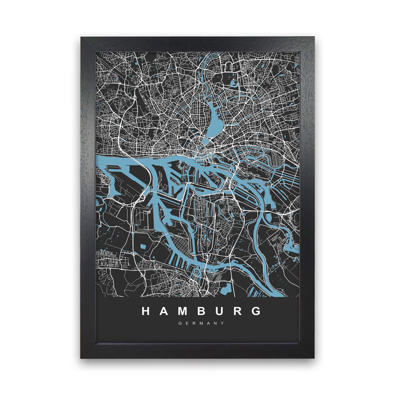 Hamburg - Print, Black Paper, 34cm H x 25cm W x 3cm D