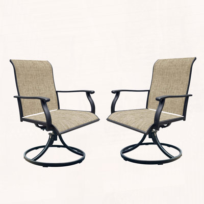 Swivel Dining Chairs Set of 2 with Breathable Textilene Fabric and 360-Degree Swivel