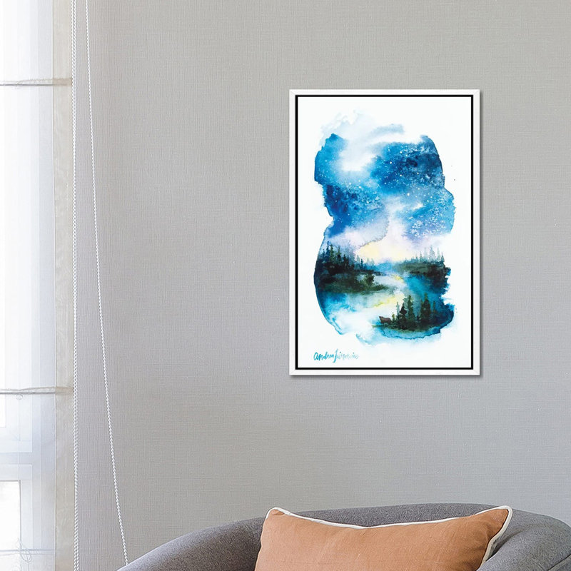 Night Reflections by Andrea Fairservice - Painting on Canvas, White Framed, 66.04 cm H x 45.72 cm W