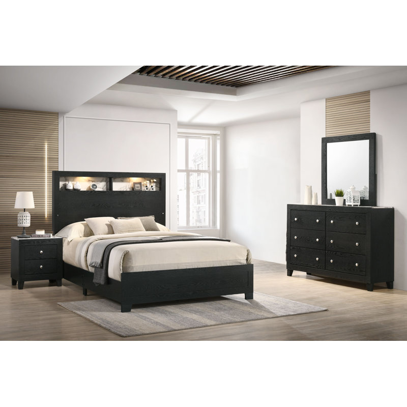 Ensemble de chambre à coucher à panneau 5-2 DEL Kaetlyn, Grand