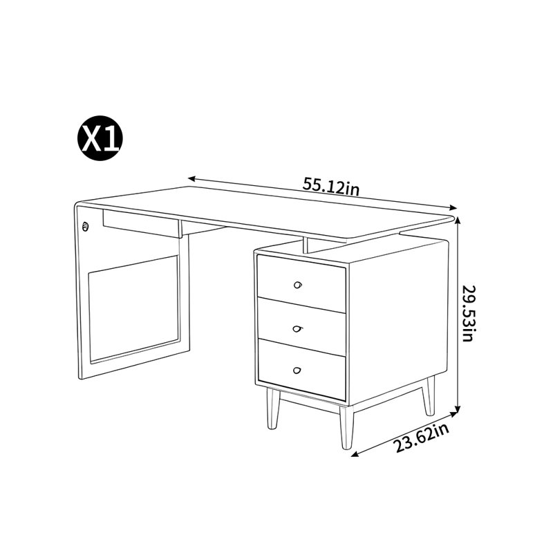 American style home writing desk, 29.53" H x 55.12" W x 23.62" D