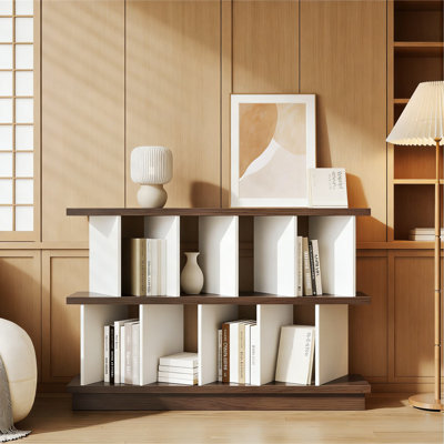 Bibliothèque moderne à cubes ouverts avec 8 compartiments de rangement, meuble télé à profil bas et vitrine pour le salon, la chambre à coucher et le bureau personnel