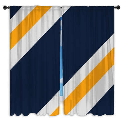 Rideaux de fenêtre à motif diagonal et rayures obscurcissant - 2 panneaux