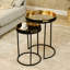 Alcario 65cm Tall Round Nesting Table for Living Room, Modern Glass Top Nest of End Table with Sturdy Metal