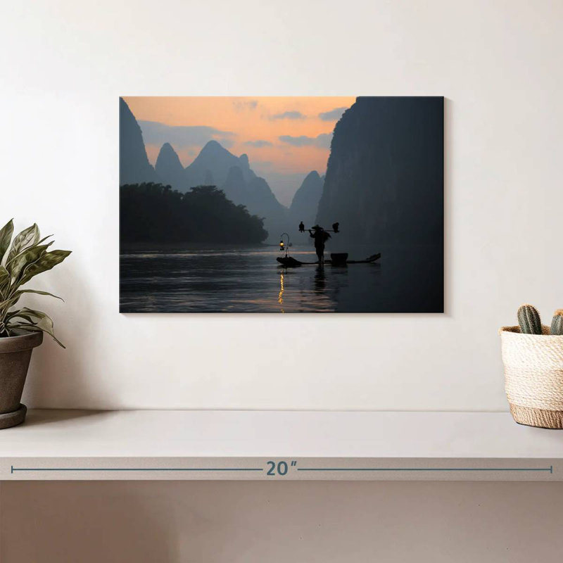 Senne Li River Twilight Fishing, 8" H x 12" W