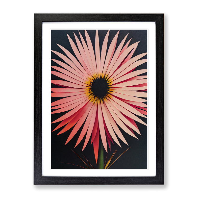 CAN-V0523-1743X Paper Chrysanthemum Flower 1 Piece Wrapped Canvas Wall Art, 64cm H x 46cm W x 2cm D, Black