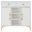 Armoire d'appoint cannelée avec 2 tiroirs, tablettes ouvertes et 2 armoires réglables-2117678428