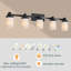 Luminaires de salle de bain 5 lumières au-dessus d'un miroir, lumières de meuble-lavabo noires pour appliques murales de salle de bain avec abat-jour en verre blanc laiteux, douille E26 (ampoules non incluses)-606477762-606477363-606477366